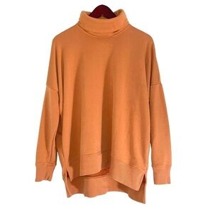 Aerie turtleneck oversized sweater slouchy Sunday soft funnel pullover orange XS